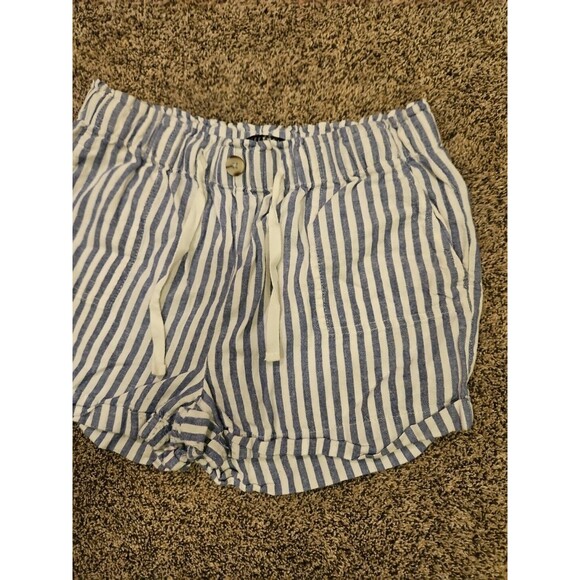 Streetwear Society Shorts Womens L Large Blue White Striped Drawstring Pockets - Picture 3 of 9